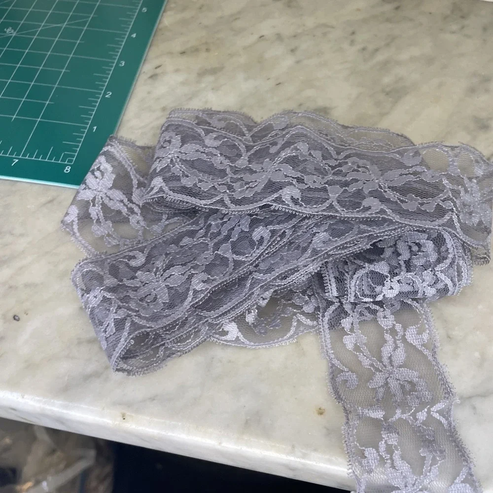 gray lace fabric floral 1 3/4